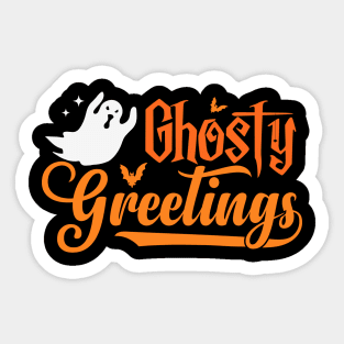 Ghostly Greetings Funny Ghost Halloween Costume Sticker